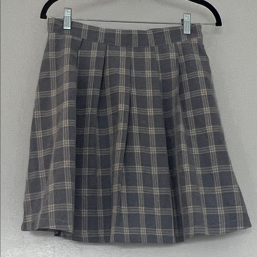 Elegant Plaid Skater Skirt in Gray
